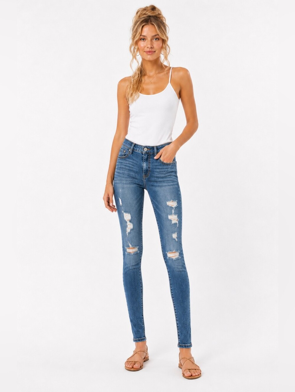 Abercrombie Simone High Rise Distressed Skinny Jeans Sz 2